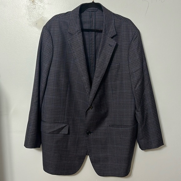 Bonobos Italian Wool Prominent Fit Blazer 48R Gray Blue Plaid Sport Coat Jacket - Picture 2 of 7